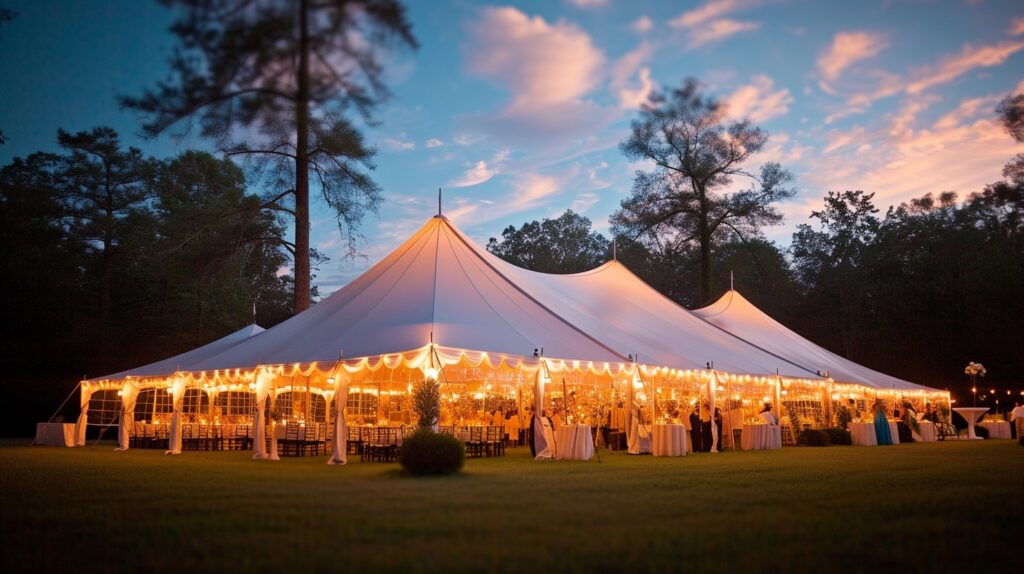 large formal tented wedding 1024x574 - 9 Important Factors to Keep in Mind When Hosting an At-Home Wedding Reception