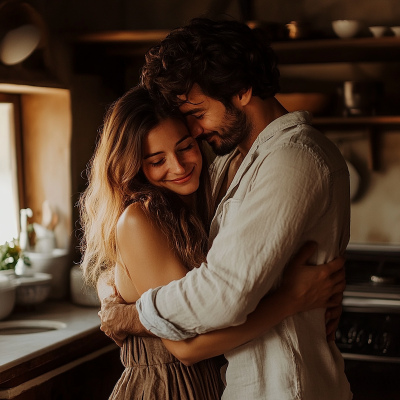 couple moving in together in kitchen