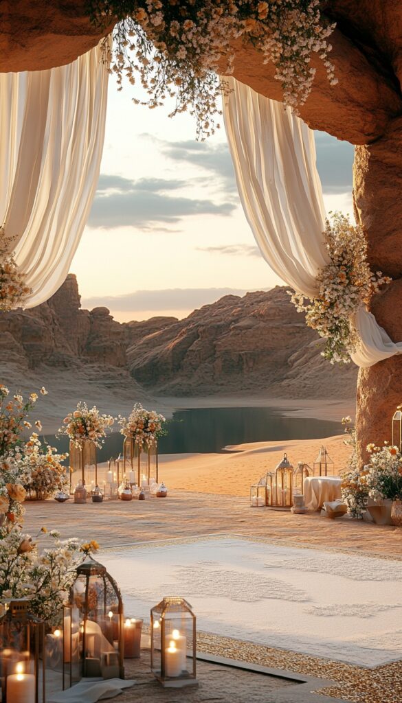 wedding in the wilderness desert 585x1024 - Grace in the Great Outdoors: 10 Tips for a Sophisticated Wilderness Wedding