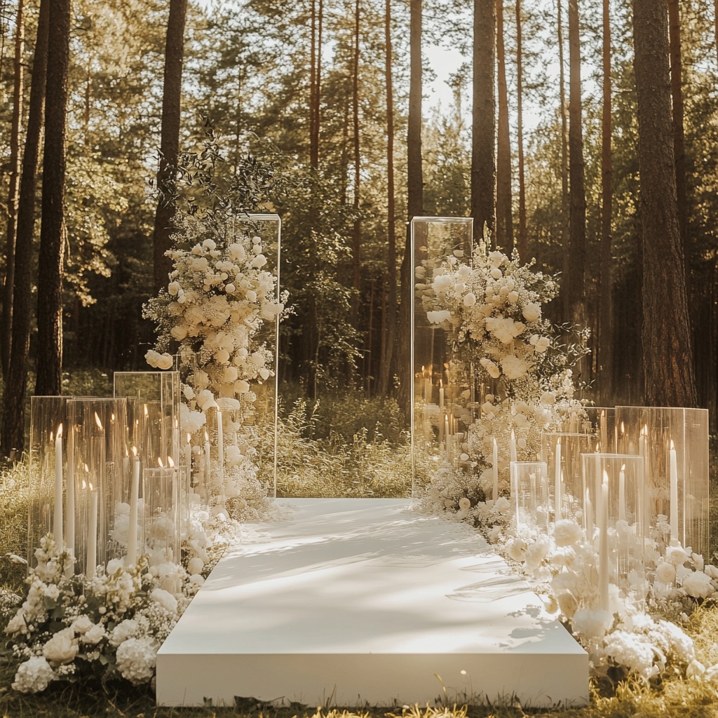 white wedding in the woods - Grace in the Great Outdoors: 10 Tips for a Sophisticated Wilderness Wedding